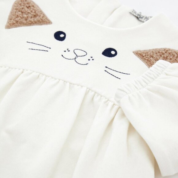 💥 SUMMER SALE - FURRY CAT-EARED FLEECE DRESS - LITTLE GIRL DRESSES - Picture 2 of 4